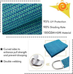 KANAGAWA 14'X24' Turquoise Mix Custom Size Sun Shade Sail Rectangle UV Block Canopy Cover for Patio Backyard Lawn Garden Outdoor (Customized Available)