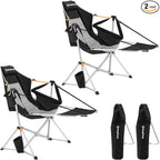 KingCamp Hammock Chair with Footrest – Heavy Duty Swinging Rocking Camping Chairs for Adults up to 400lbs, Folding Portable Oversized Rocker with Cup Holder & Pillow for Outdoor Beach Lawn RV Sports