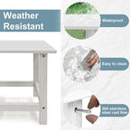 Adirondack Side Table - HDPS Weather Resistant, End Table for Patio, Pool, Deck, Porch, Indoor/Outdoor Use, White
