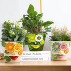 GUGUGO Unique Face Flower Plant Pots, Colorful Cute Succulent Planters with Drainage, Abstract Rainbow Head Flower Planters Pots for Indoor Plants, Funny Eclectic Home Décor (Blue&Pink, 5Inch)