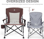 EVER ADVANCED Oversized Folding Camping Chair, for Adults Heavy Duty Lawn Chair with Side Pockets, Portable Collapsible Quad Chair for Outside, Support Up to 500lbs, Red 2Pack