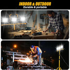 21000Lumen LED Work Lights with Stand - 3 Head Portable Work Light on Stand - IP66 Waterproof Tripod Worklights for Outdoor Indoor Job Site Workshop Garage Construction Site Lighting