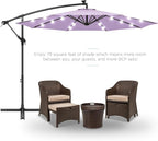 Best Choice Products 10ft Solar LED Offset Cantilever Hanging Market Patio Umbrella, 8 Sturdy Ribs, Easy Adjustment - Lavender