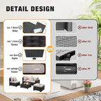 5 Pieces Patio Furniture Set All-Weather Outdoor Wicker Sectional Conversation Sofa Rattan Patio Seating Sofa with Cushion and Glass Table and Ottoman for Porch,Beige