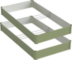 2PCS 8x4x1FT Galvanized Raised Garden Bed, Galvanized Planter Raised Garden Boxes Outdoor, Large Metal Raised Garden Beds for Vegetables-Green