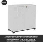 ADDOK Indoor Outdoor Plastic Storage Cabinet 34"x15"x34" with 1 Shelf, Outdoor Storage Shed for Living Room, Hallway, Balcony, Garage, Garden, Backyard-White