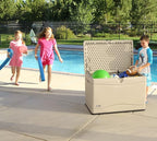 LIFETIME 60059 Black Bottom & Desert (Tan) Sides and Lid Outdoor Storage Box-80 Gal, 80 Gallon, Desert Sand
