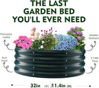 Galvanized Raised Garden Beds for Gardening - 2.7x2.7x1ft Round Metal Planter Boxes Above Ground Outdoor for Vegetables,Flowers,Herbs, Garden Container Green