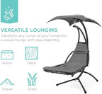 Best Choice Products Outdoor Hanging Curved Steel Chaise Lounge Chair Swing w/Built-in Pillow and Removable Canopy - Charcoal Gray