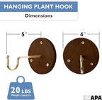Ilyapa 3 Pack Metal Wall Plant Hangers - 5 Inch Plant Hanger for Indoor - Rustic Brass Finish Hooks for Hanging Plants, Baskets, and Macrame - Indoor Hangers for Plants, Lanterns or Wind Chimes