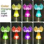 Solar Angel Lights Outdoor Decor - 2 Pack Decorative Color Changing Waterproof LED Angel Stake Lights for Cemetery Grave Garden Patio Yard Art Lawn Decoration, Grave Markers, Memorial Gifts