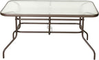 Flash Furniture Tory 31.5" x 55" Rectangular Tempered Glass Metal Table with Umbrella Hole, Bronze