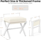 Foldable Foot Stool Ottoman, Modern Foot Rest with Bamboo X Legs & Thick Foam Cushion, Folding Foot Stools Small Padded for Bedroom Living Room, Footstool for Chair Couch (White - White)