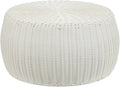 Resin Wicker Storage Stool or Side Table, White