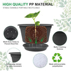 6 Pack 10 inch Plant Pot, Round Plastic Plant Pots, Outdoor Pots for Plants with Drainage Hole & Tray Saucer, Decoration Flower Pots for Indoor Plants Home Garden Outdoor Planters (Dark Gray)