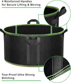 50 Gallon Large Grow Bags 3 Pack - 320G Thickened Nonwoven Aeration Planter with Reinforced Handles, Heavy Duty Black Cloth Pots for Garden Outdoor Large Plants Vegetables Flowers
