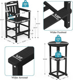 Ciokea 3-Pcs Bistro Table and Chairs, All-Weather Round High Top Bar Table with Storage Shelf and 2 Oversized Adirondack Chairs, Heavy Duty Outdoor Bar Set Patio Bistro Set for Balcony Deck, Black