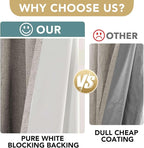 H.VERSAILTEX Blackout Drapes Linen Blackout Curtains 84 inch Length 2 Panels Set, 100% Blackout Thermal Insulated Textured Curtain Anti-Rust Grommet Curtains with White Liner, Stone