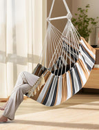 Chihee Hammock Chair Hanging Swing Max 500 Lbs 2 Cushions Included Metal Spreader Bar with Anti-Slip Grooves Portable Hanging Chair Side Pocket Large Macrame Bohemian Chair Indoor Outdoor