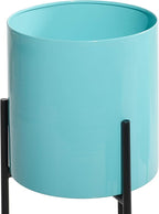 Deco 79 Metal Indoor Outdoor Planter Minimalistic Large Planter Pot with Black Removable Stand, Set of 3 Planters 12", 14", 18"H, Teal