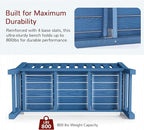 Stoog Outdoor Bench, 2-Person All-Weather HIPS Plastic Garden Bench with 800lb Capacity, Never Rot or Fade, Used for Patio, Porch, Backyard, Blue