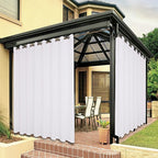 BONZER Waterproof Outdoor Curtains for Patio Porch Pergola Cabana Thick Privacy Wide Grommet Indoor Curtains for Bedroom Living Room, 1 Panel, 110W x 108L inch, White