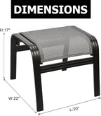 Outdoor Foot Rest for Patio Ottomans Metal Seat Patio Footstools Furniture Outside Stools Small Chair 2 Set Grey, 2 Pack-grey, 22inch*20inch*17inch