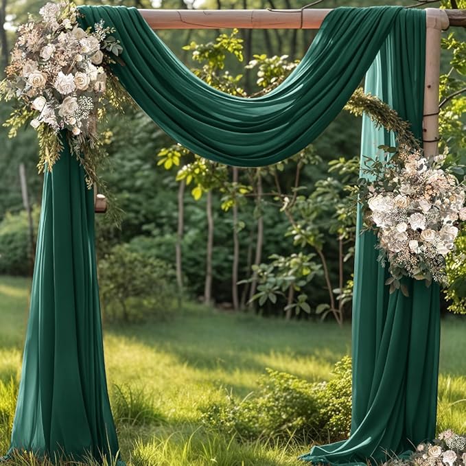 Outdoor Curtains Emerald Chiffon Wedding Arch Drape, 29 in x 6 Yards