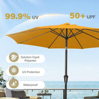 MEWAY 9ft Patio Umbrella Outdoor Table Umbrellas with Push Button Tilt and Crank, Market Umbrella 8 Sturdy Ribs for Deck, Garden, Pool and Backyard, Sun Orange