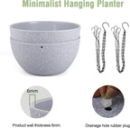 10 inch Hanging Planters for Indoor Outdoor Plants, 2 Pack Hanging Flower Pots with Drainage Holes and Chain for Garden Porch, Plastic Hanging Baskets for House Plants, Speckled Grey