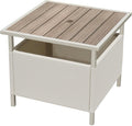 LZRS Adirondack Square Outdoor Side Table with Umbrella Hole, Pool Composite Patio Table,HDPE End Tables for Backyard,Pool, Indoor Companion, Easy Maintenance & Weather Resistant(Wood Like)