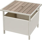 LZRS Adirondack Square Outdoor Side Table with Umbrella Hole, Pool Composite Patio Table,HDPE End Tables for Backyard,Pool, Indoor Companion, Easy Maintenance & Weather Resistant(Wood Like)