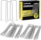 HongWay 120 Pack 4 Inch Landscape Garden Staples, Garden Stakes Galvanized 12 Gauge SOD Ground Stakes Landscaping Fabric Pins Yard Staples for Lawn Turf Hose Irrigation Tubing