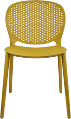 2xhome Patio Dining Chair | Modern Stackable Outdoor Pool Side Chair | Weather Resistant Plastic for Yard, Porch, Balcony, Kitchen, Yellow, Single, Set of 1