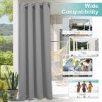 NICETOWN Indoor & Outdoor Curtain for Patio Clearance 84 inch Length, Waterproof Blackout Sun Blocking Thermal Insulated Vertical Drapes for Gazebo & Deck, 1 Panel, 52" W, Silver Grey