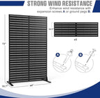 FENCY Metal Privacy Screen with Stand 72" H×44" W Outdoor Freestanding Privacy Panels, Outdoor Privacy Screen for Deck Patio Balcony(Black-Louvered)