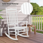 VINGLI Wooden Rocking Chair, Outdoor Chair with 450 lbs Support, Relaxing Rocker with Solid Wood High Back Seat Reclining Seat for Deck, Garden, Backyard, Porch, Indoor or Outdoor Use (White, 2PCS)