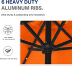 ABCCANOPY Durable Solar Led Patio Umbrellas with 32LED Lights 7.5FT (Orange)