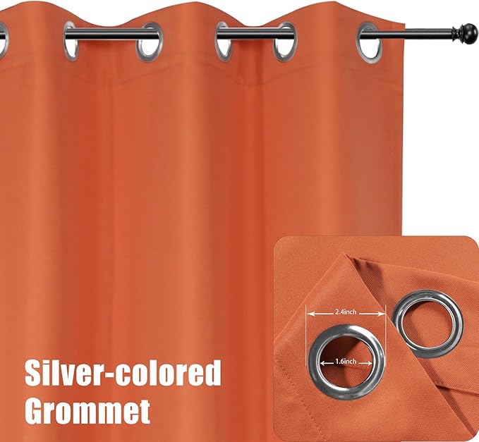 BONZER Outdoor Curtains for Patio Waterproof Thick Privacy Wide Grommet Light Filtering Outside Curtains for Porch Pergola Gazebo Deck, 1 Panel, 110W x 108L inch, Mecca Orange