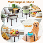 5 Pack Metal Plant Stand, Anti-Rust Iron Plant Stands for Indoor and Outdoor, Heavy Duty Flower Pot Stands for Multiple Plant, Black Potted Plant Holder for Garden Home (5 Pack Brown)