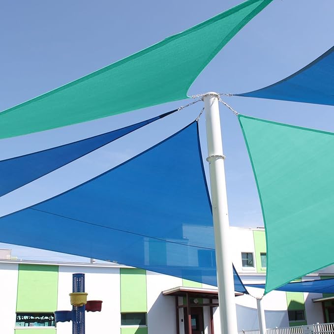 E&K Sunrise 12' x 12' x 12' Sun Shade Sail Triangle Canopy Shade Cover UV Block for Patio Backyard Garden Outdoor (Blue)