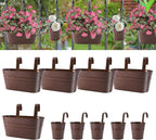 HowRU Metal Iron Flower Pots for Railing Fence Hanging Bucket Pots(5 Pcs) and Hanging Flower Pots Metal Iron Bucket Planter(10 Pcs) (Bronze)