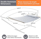 SUNCREAT Double Quilted Hammock with Hardwood Spreader Bar, Extra Large Soft Pillow, Heavy Duty 2 Person Hammock for Indoor, Outdoor, Grey Pattern