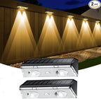 Solar Fence Lights Outdoor, 2 Pack IP65 Waterproof Fence Lights Solar Powered with Ultra-Bright LED Lens, 9 Color Modes, 12+ Hours Steady Glow for Deck/Backyard/Patio/Pool/Wall - Black