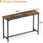 ODK 54 Inch Bar Table, Bar Height Pub Table, Counter Height Bar Table, Rectangular High Top Kitchen & Dining Counter Tables with Sturdy Legs & Easy-to-Clean Top, Indoor use, Rustic Brown
