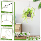 Geelin 4 Pack Plant Hanger with Wood Base Hanging Window Planter Boho Macrame Hanging Potted Plant Holders for Indoor Outdoor Window Wall Ceiling Home Decoration, Pot & Sapling Not Included(Gold)