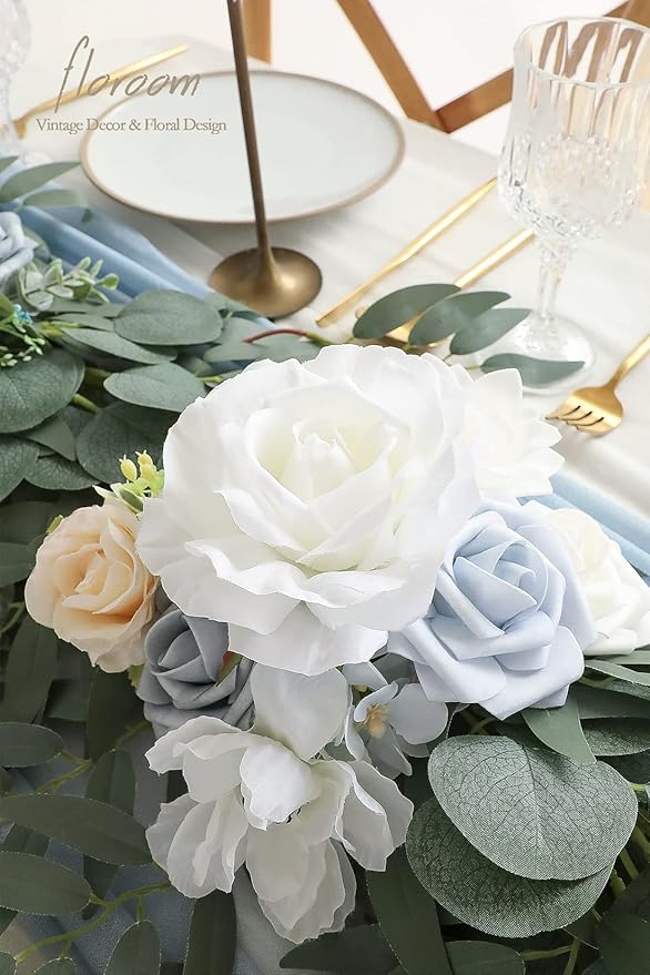 Artificial Eucalyptus Garland, 6 ft Dusty Blue Faux Silk Vine