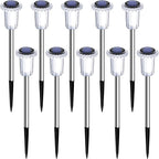 Solar Pathway Lights 10 Pack Christmas Solar Lights Outdoor Waterproof 6000K Cold White Yard Lighting, LED Stainless Steel Stake for Garden Outside Landscape Lawn Driveway Walkway Path