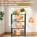 EAGLE PEAK 4-Tier Foldable Greenhouse Shelf, Heavy Duty Metal Storage Rack, No Assembly Steel Shelving Unit, Plant Stand for Greenhouse and Multi-Use Storage, 28”x14.6”x44.7”, 520 lbs, 1 Pack, Black