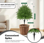 2 Set of 23.6" Artificial Norfolk Tree for Outdoor Front Porch Decor, Boxwood Ball Fake Shrubs UV Resistant Faux Plants for Indoor Outdoor
